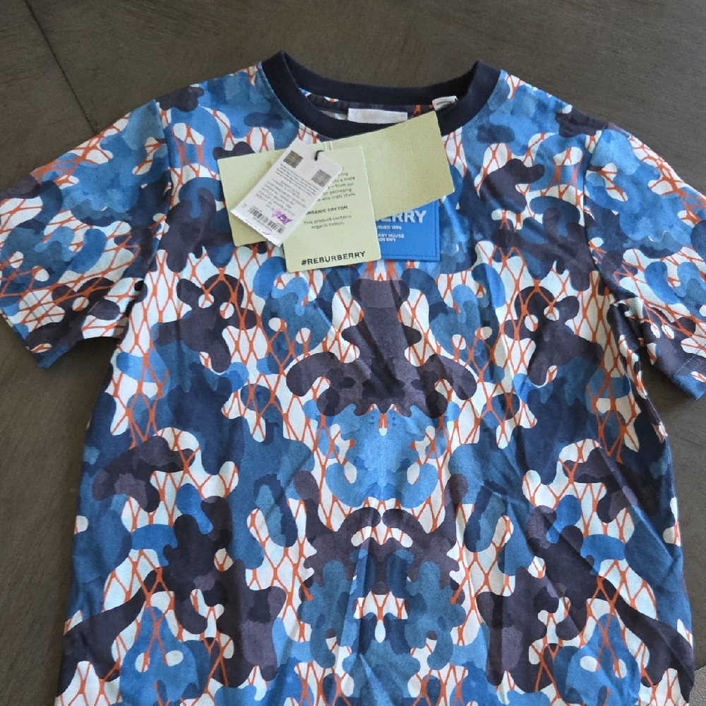 Burberry Kids Blue Camouflage T-Shirt